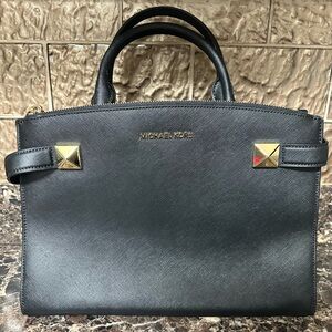 Michael Kors Karla Black Medium Satchel Leather